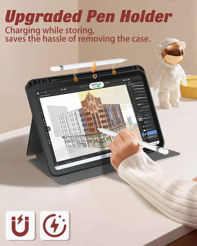 Alt view image 5 of 5 - Miss Adola for iPad A16 Case/10th Generation Case - 10.9 Inch 2022 Tablet Cover with Pen Holder for Women Boys Girls Men Cute Cartoon Cool Funny Funda for iPad 11th 11 Inch 2025, Duye