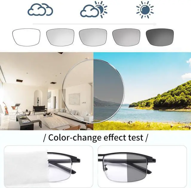 Alt view image 5 of 5 - MIRYEA Photochromic Blue Light Blocking Glasses UV400 Sunglasses Anti Eyestrain Computer Gaming Blue Light Screen Blocker Eyeglasses Clear to Gray Lens Anti Glare Eye Protection Eyewear for Men Women