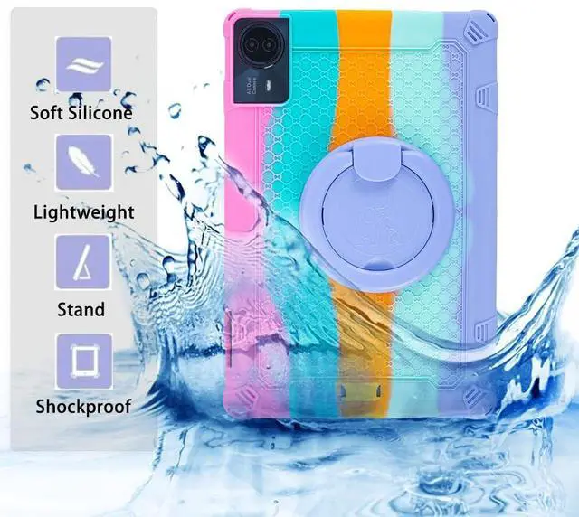 Alt view image 2 of 5 - Misenya Case for Teclast T65 MAX 13-inch Tablet, Multi-Angle Viewing, Silicone Multi-Purpose Case (Colorful Purple Pink)