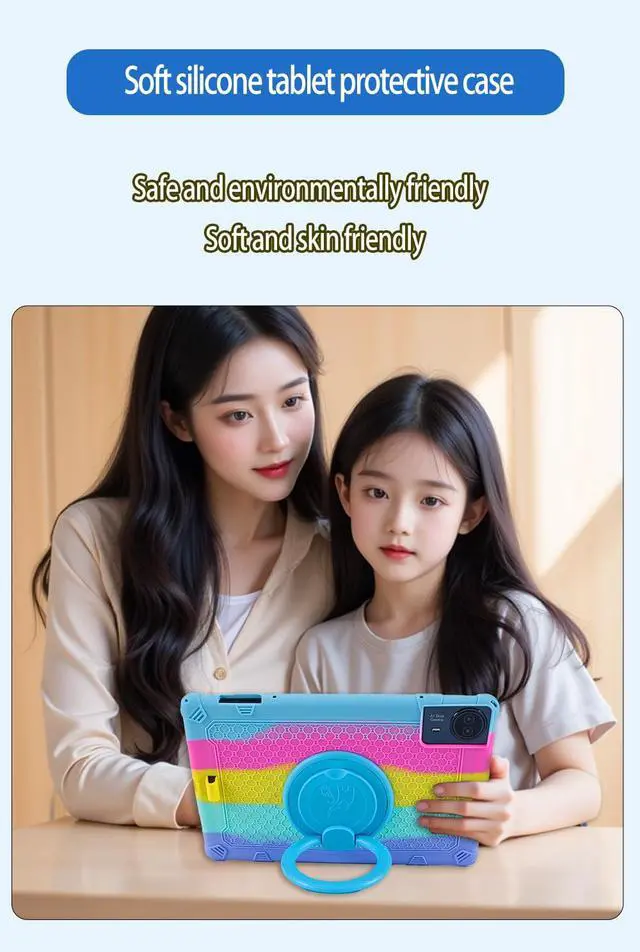 Alt view image 3 of 5 - Misenya Case for Teclast T65 MAX 13-inch Tablet, Multi-Angle Viewing, Silicone Multi-Purpose Case (Colorful Purple Pink)