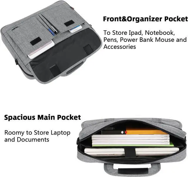 Alt view image 2 of 5 - Taygeer Laptop Bag for Men, Water Resistant Crossbody Messenger Shoulder Bag for Business, Professional Premium Office Briefcase, Portable 15.6 Inch Carry On Laptop Case for Notebook/Computer, Grey