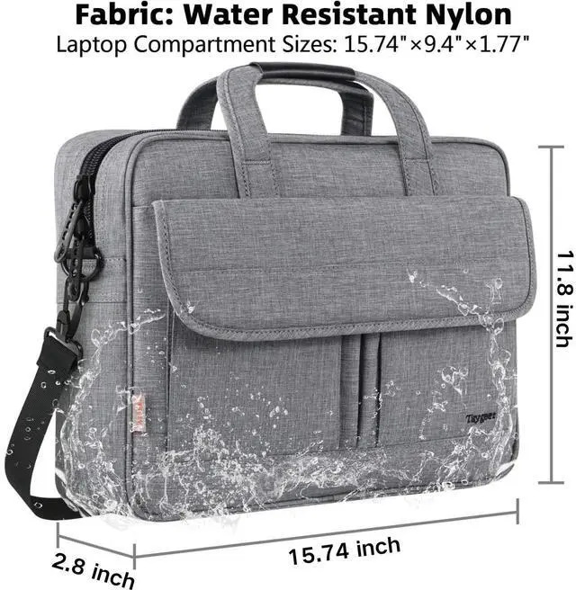 Alt view image 3 of 5 - Taygeer Laptop Bag for Men, Water Resistant Crossbody Messenger Shoulder Bag for Business, Professional Premium Office Briefcase, Portable 15.6 Inch Carry On Laptop Case for Notebook/Computer, Grey