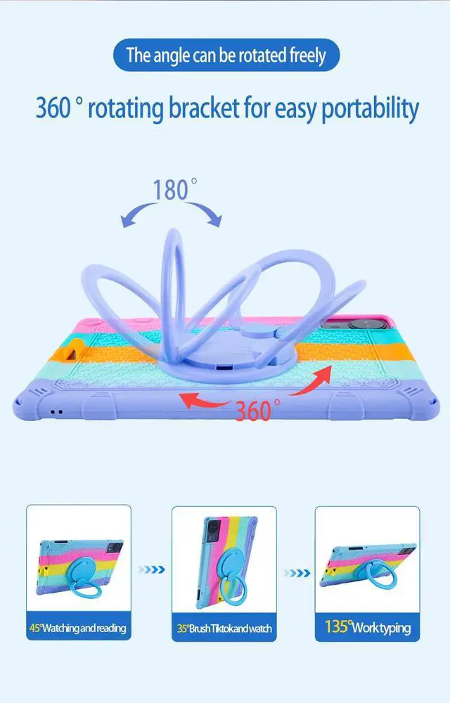 Alt view image 5 of 5 - Misenya Case for Teclast T65 MAX 13-inch Tablet, Multi-Angle Viewing, Silicone Multi-Purpose Case (Colorful Purple Pink)