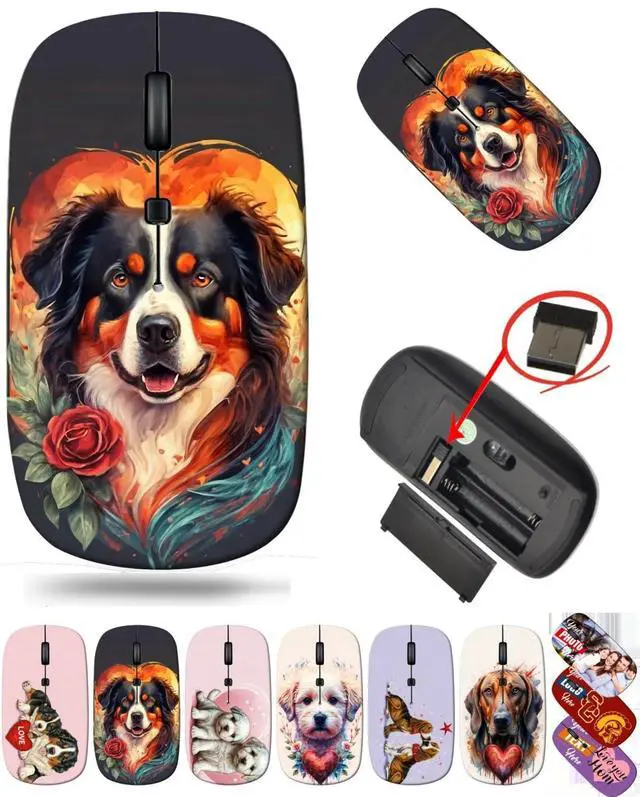 Main image of maizi Mac Mouse Wireless for Chromebook Laptop PC Notebook, Mac Mice Wireless MKADAU Bernese Mountain Dogs Lightweight 2.4G with USB Receiver American-Made