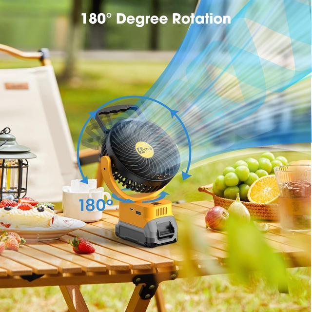 Alt view image 4 of 5 - ohyes Jobsite Fan Compatible With DeWALT 20V Max Battery Brushless Motor with USB A+C Fast Charging for Camping Workshop and Construction Site(Battery not included)