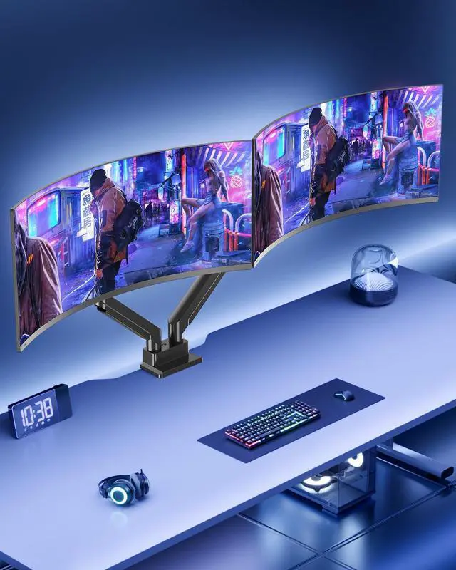 Alt view image 5 of 5 - MOUNT PRO Dual Monitor Stand for Max 49 Inch Ultrawide Screens up to 44 lbs, Heavy Duty Monitor Arm for 2 Monitors, Premium Full Motion Double Computer Desk Mount, VESA Mount 75x75/100x100mm