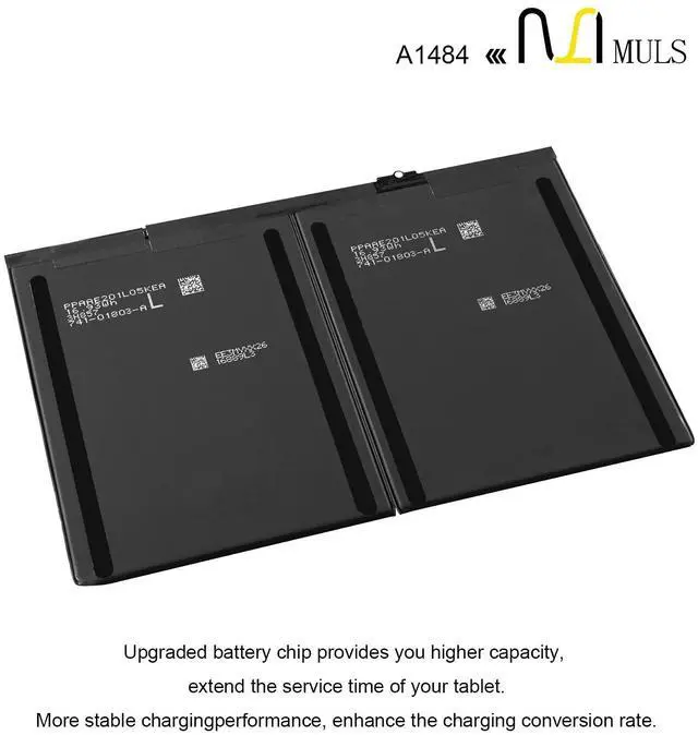 Alt view image 3 of 5 - A1484 Tablet Battery Compatible with Apple iPad Air 1, iPad 5th 6th 7th 8th Gen, Fit for A1474 A1475 A1476 A1822 A1823 A1893 A1954 A2197 A2198 A2199 A2200 A2270 A2428 A2429 A2430 6712-6700 8827mAh