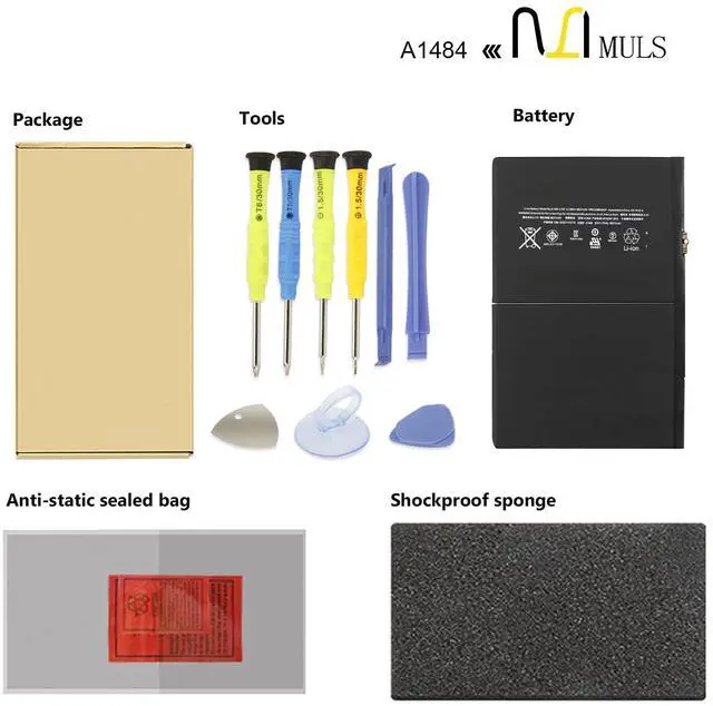 Alt view image 5 of 5 - A1484 Tablet Battery Compatible with Apple iPad Air 1, iPad 5th 6th 7th 8th Gen, Fit for A1474 A1475 A1476 A1822 A1823 A1893 A1954 A2197 A2198 A2199 A2200 A2270 A2428 A2429 A2430 6712-6700 8827mAh