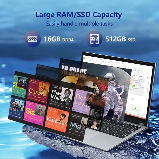 Alt view image 4 of 5 - 2 in 1 Laptop Computer, 15.6 Inch Convertible Laptop, 16GB DDR4 RAM 512GB SSD Touchscreen Laptop, AMD Ryzen R3 3200U, AMD Radeon, FHD 1920x1080, 360deg Rotating Touch Screen, WiFi 5, Backlit Keyboard