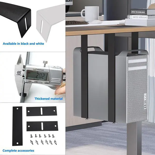 Alt view image 5 of 5 - NBGYS Durable PC Tower Stand | PC Stand for Carpet & Floor | Under Desk Laptop Mount | SPCC Cold Rolling Steel | Adjustable Width 190-250mm | Max Load 25kgs | White/Black (White)
