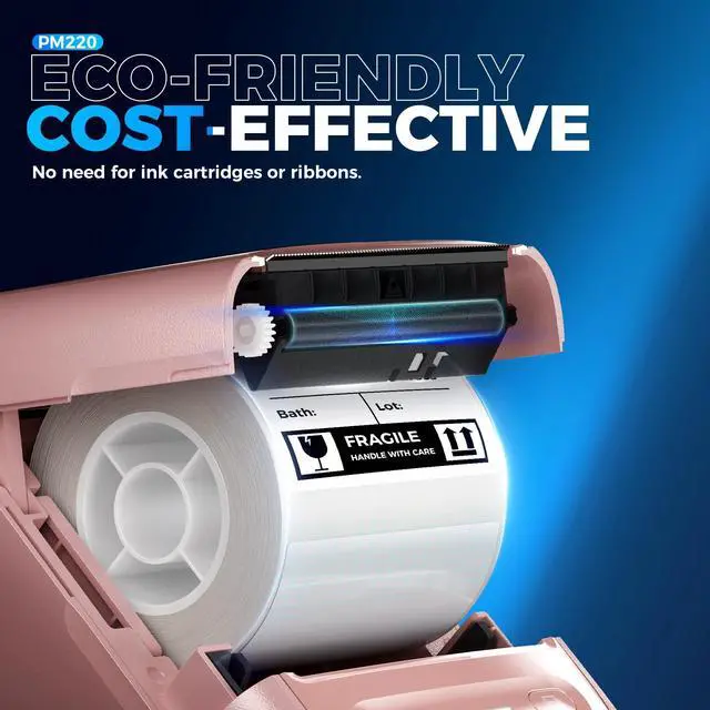 Alt view image 3 of 5 - Nelko Label Maker Machine with Tape, PM220 Bluetooth Label Printer, 2 Inch Portable Thermal Printer for Small Business, Logo, Clothing, Sticker Printer for Phones & PC, with 3 Labels, Pink