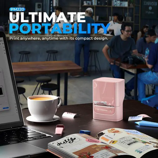 Alt view image 2 of 5 - Nelko Label Maker Machine with Tape, PM220 Bluetooth Label Printer, 2 Inch Portable Thermal Printer for Small Business, Logo, Clothing, Sticker Printer for Phones & PC, with 3 Labels, Pink