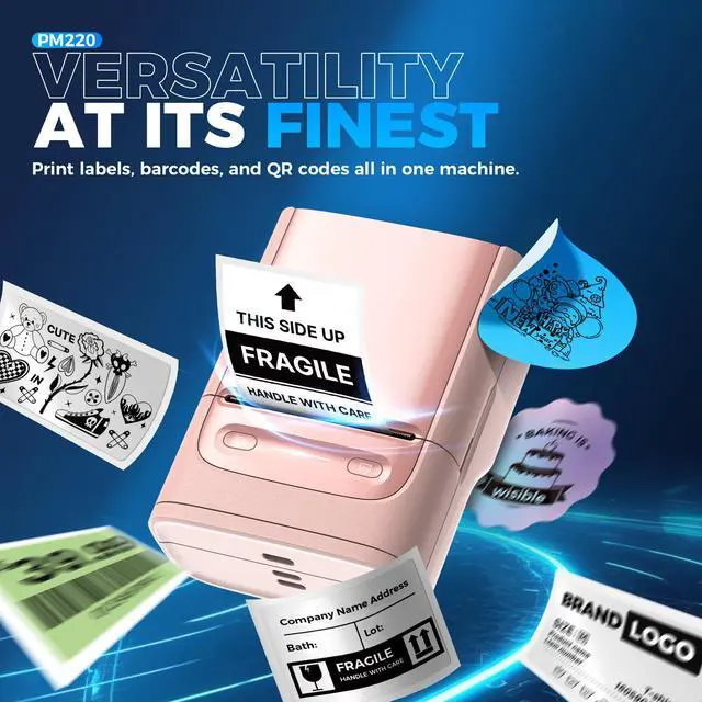 Alt view image 5 of 5 - Nelko Label Maker Machine with Tape, PM220 Bluetooth Label Printer, 2 Inch Portable Thermal Printer for Small Business, Logo, Clothing, Sticker Printer for Phones & PC, with 3 Labels, Pink