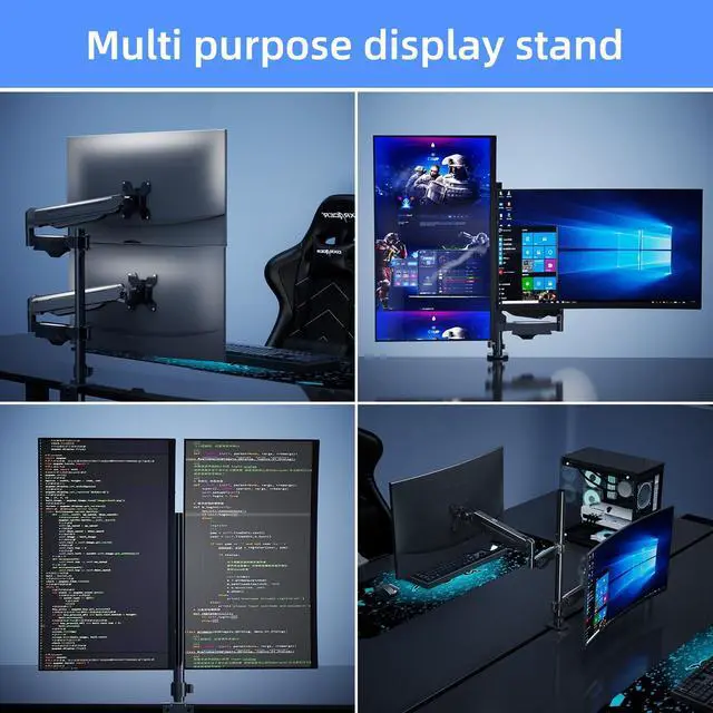 Alt view image 5 of 5 - Pholiten Single Monitor Arm, Gas Type Display Arm, Double Articulated, 35MM Pole Mount, Supports 13-32Inches, Load Capacity 22.0 lbs, VESA 75-100mm MD8411DB