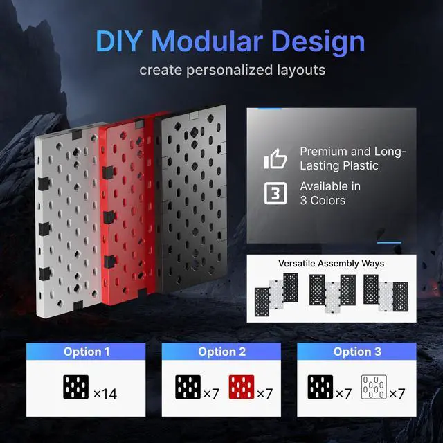 Alt view image 3 of 5 - PEGZONE Desk Side Storage Organizer No Drill Under Desk Laptop Holder Bundle with 14 PCS Controller and Headphone Holder Wall Mount