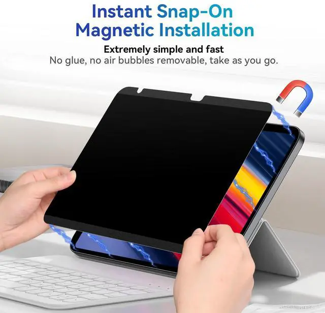 Alt view image 3 of 5 - Magnetic Privacy Filter Compatible with iPad 7th/8th/9th Generation (10.2 Inch, 2019/2020/2021), Removable Anti-Glare Blue Light Privacy Screen Protector, Privacy Screen, Bubble-Free, Reusable