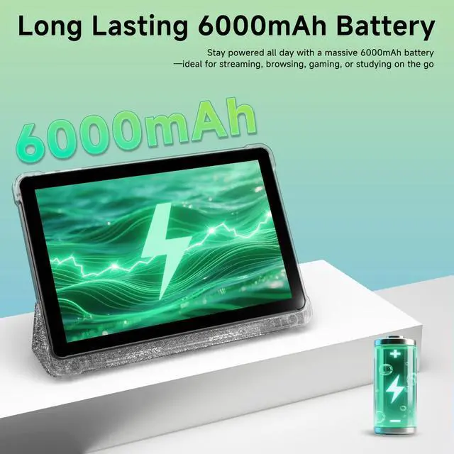 Alt view image 4 of 5 - PEICHENG Tablet 10.1" Android15.0, Tab Set with Case/Keyboard/Mouse/Stylus, Octa-core RAM 20GB(6GB+14GB Expand)+ROM 128GB IPS1280x800 Screen 2MP+8MP Dural Cameras,6000mAh Battery,(CP31 Kit, Black)