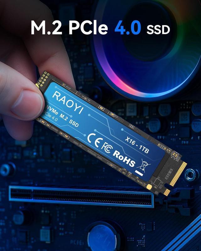 Alt view image 5 of 5 - RAOYI 1TB NVMe Internal Solid State Drive M.2 2280 PCIe Gen4x4 SSD, Up to 5000MB/s, Configure SLC Cache, Storage and Memory Expansion for PS5 Laptop Desktop
