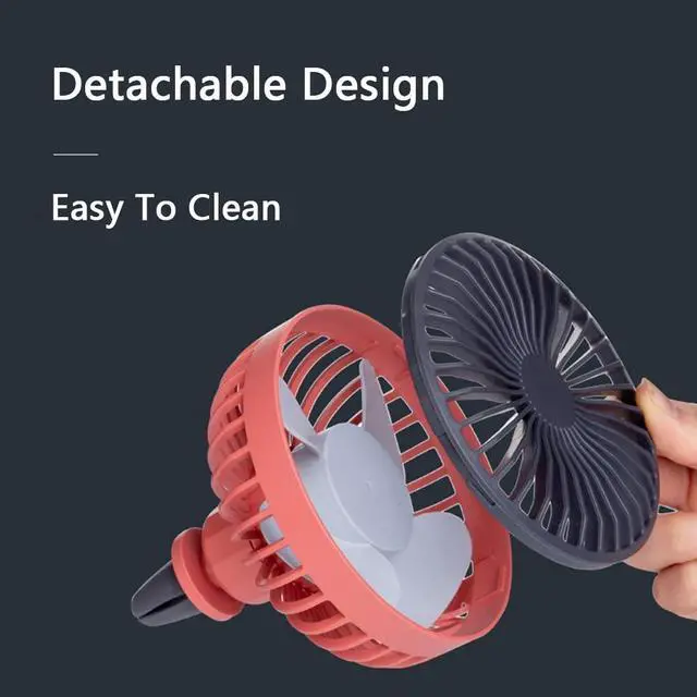 Alt view image 4 of 4 - Riloer Car Fan With Night Light, Separate control Car Fan, Car Cooling Fan, Car Fan USB Fan, 3 Wind Speed Air Conditioner Cooling Fan, Car Cooling Clip Fan, 360 Degree Rotatable Portable Fa, White