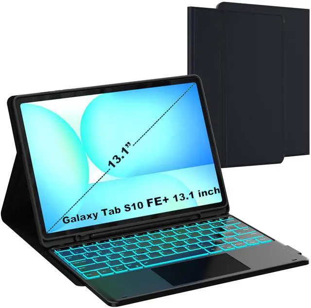 Main image of for Galaxy Tab S10 FE+ 13.1 inch Case with Keyboard - 7 Color Backlit Detachable Tablet Keyboard Cover with Touchpad - Tab S10 FE Plus 13.1" 2025 Samsung Keyboard Case with S Pen Holder Black