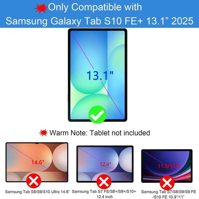 Alt view image 2 of 5 - for Galaxy Tab S10 FE+ 13.1 inch Case with Keyboard - 7 Color Backlit Detachable Tablet Keyboard Cover with Touchpad - Tab S10 FE Plus 13.1" 2025 Samsung Keyboard Case with S Pen Holder Black