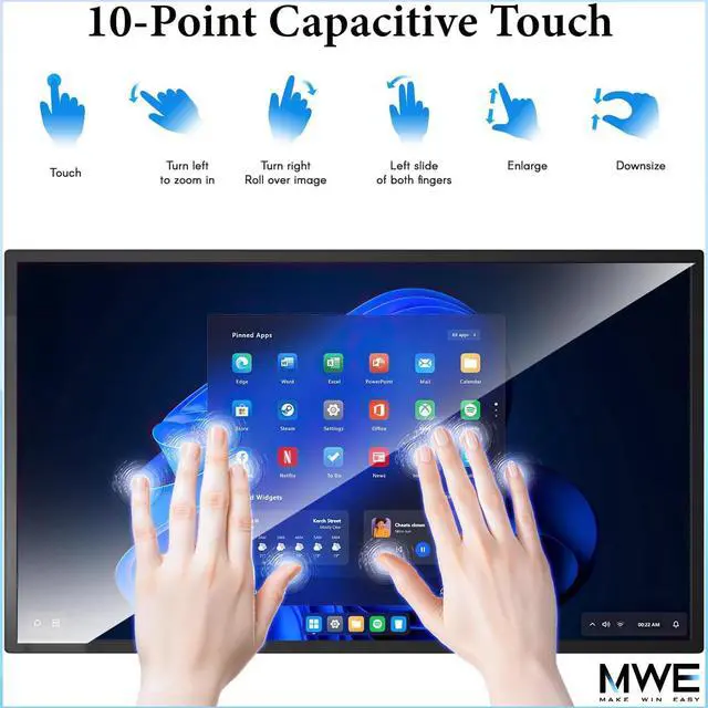 Alt view image 2 of 5 - 21.5 inch Touchscreen Monitor Digital Signage with Android OS, 2K Digital Calendar Wall-Plug & Auto Play, Smart Split Screen, 7/24 Timer Switch, CMS Management, HD-MI/ USB/ WiFi/ Windows compatible