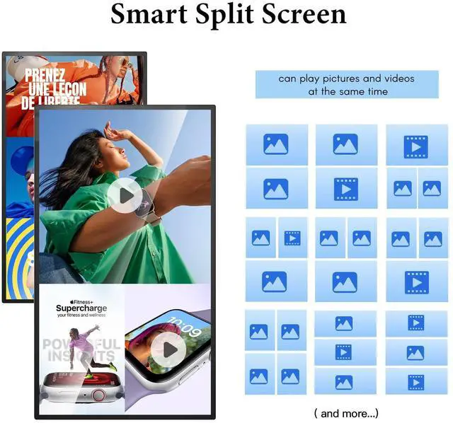 Alt view image 4 of 5 - 21.5 inch Touchscreen Monitor Digital Signage with Android OS, 2K Digital Calendar Wall-Plug & Auto Play, Smart Split Screen, 7/24 Timer Switch, CMS Management, HD-MI/ USB/ WiFi/ Windows compatible