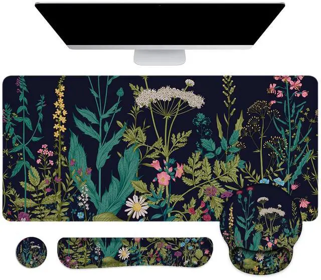 Main image of LATEEFAH Mouse Pad with Wrist Rest, Large Mouse Pad, Ergonomic Gaming Desk Pad Keyboard Wrist Rest Set, 4-in-1 Desk Mat Keyboard Mat for Home, Office