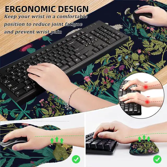 Alt view image 3 of 5 - LATEEFAH Mouse Pad with Wrist Rest, Large Mouse Pad, Ergonomic Gaming Desk Pad Keyboard Wrist Rest Set, 4-in-1 Desk Mat Keyboard Mat for Home, Office