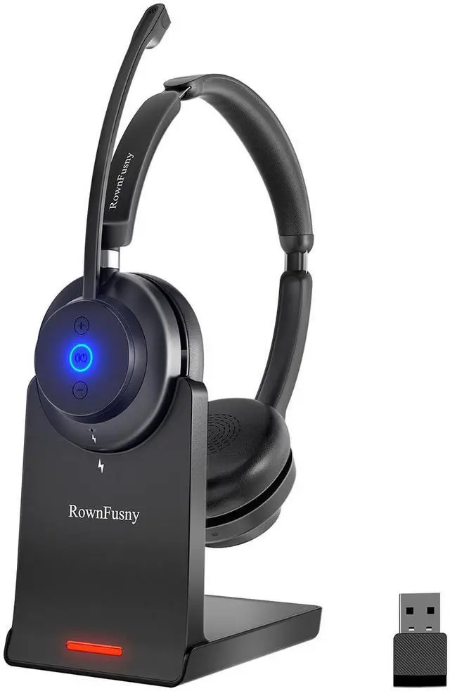 Main image of Rownfusny Bluetooth Wireless Headset with Mic for Work, Bluetooth 5.3, Advanced Noise Reduction Microphone, Clear Calls - Comfortable Over-Ear Headphones for PC, Laptop, iPhone, Android, Zoom, Office