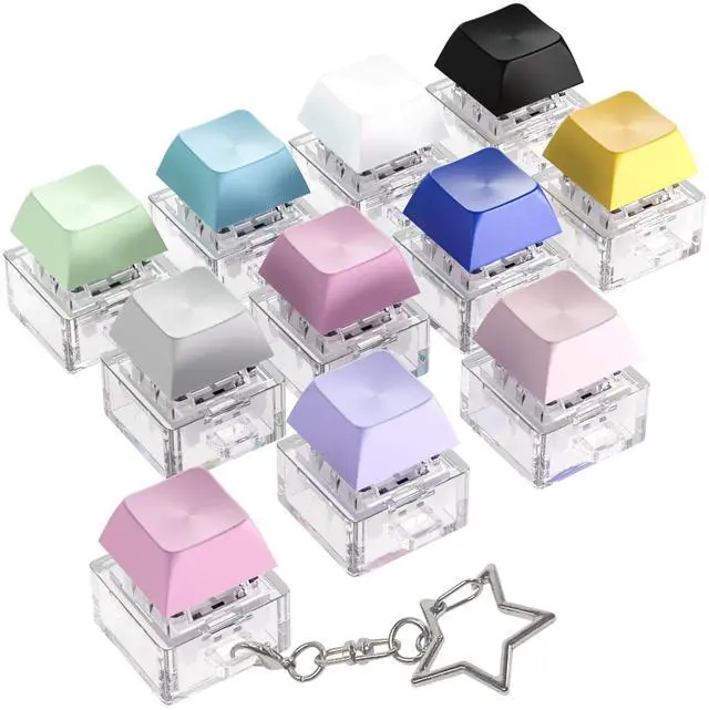Alt view image 3 of 5 - RunJRX YIMAGUJRX Colorful 10 Pcs Keyboard Fidget Toy,Keyboard Fidget Keychain,Keyboard Button Clicker, Finger Clicker Toys,32 Switches Acrylic Lube Station,Switch Lube Tool (12Pcs)