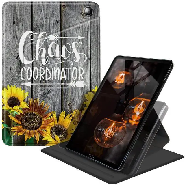 Main image of Case for All-New  Kindle Fire 7 Tablet (12th Generation 2022 Release), 360 Degree Multi-Viewing Angles Adjustable Stand PU Leather Cover, Chaos Coordinator