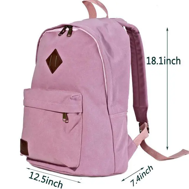 Alt view image 3 of 5 - seemeroad Canvas Laptop Backpack, Durable Rucksack, Travel Bag Fits 15.6 Inch Notebook for Women Factory Directly (Pink)
