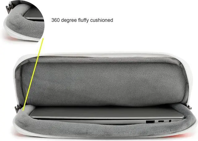 Alt view image 2 of 5 - SANFAN 360deg Protective Laptop Sleeve Case Bag with 3 Pockets,Handle,Luggage Strap for MacBook Pro 14 inch and 14 inch-14.4 inch Screen Laptop (Strawberry)