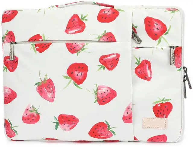 Main image of SANFAN 360deg Protective Laptop Sleeve Case Bag with 3 Pockets,Handle,Luggage Strap for MacBook Pro 14 inch and 14 inch-14.4 inch Screen Laptop (Strawberry)