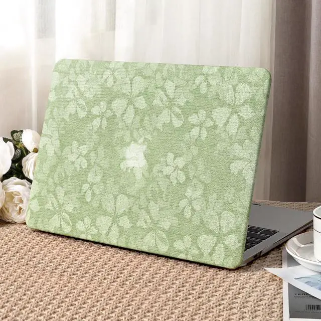 Main image of Seorsok Compatible for MacBook Pro 14 inch Case 2024-2021 M4 M3 Pro/Max A3112 A3185 A3401 A2918 A2992 M2 A2779 M1 A2442,Leaves Printed Leather Plastic Hard Shell Case with Keyboard Cover,Green