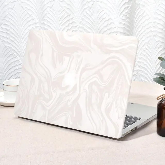 Main image of Seorsok Compatible with MacBook Air 15 inch Case 2023 2024 2025 Release A2941 M2 M3 A3114 M4 A3241 Touch ID,Luxurious and Skin-Friendly Leather Plastic Hard Shell&Keyboard Cover,Beige Wave