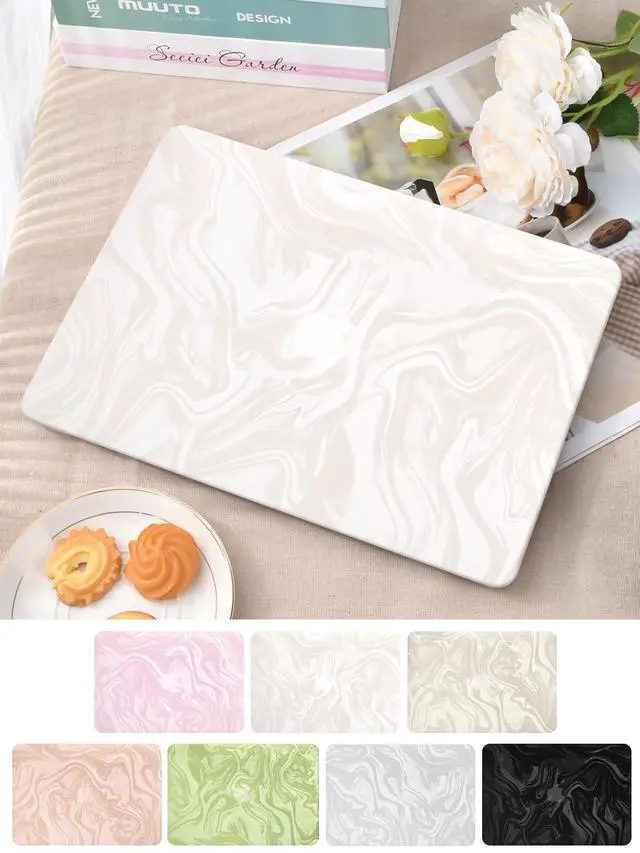 Alt view image 4 of 5 - Seorsok Compatible with MacBook Air 15 inch Case 2023 2024 2025 Release A2941 M2 M3 A3114 M4 A3241 Touch ID,Luxurious and Skin-Friendly Leather Plastic Hard Shell&Keyboard Cover,Beige Wave