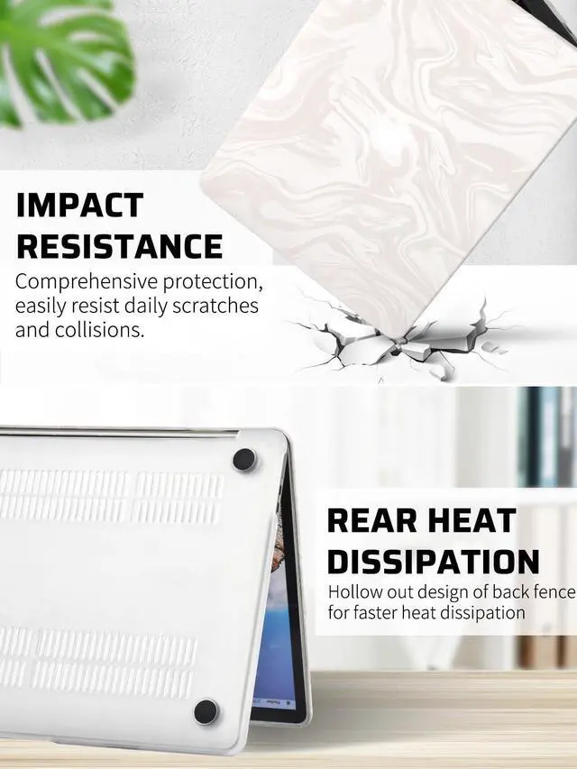 Alt view image 5 of 5 - Seorsok Compatible with MacBook Air 15 inch Case 2023 2024 2025 Release A2941 M2 M3 A3114 M4 A3241 Touch ID,Luxurious and Skin-Friendly Leather Plastic Hard Shell&Keyboard Cover,Beige Wave