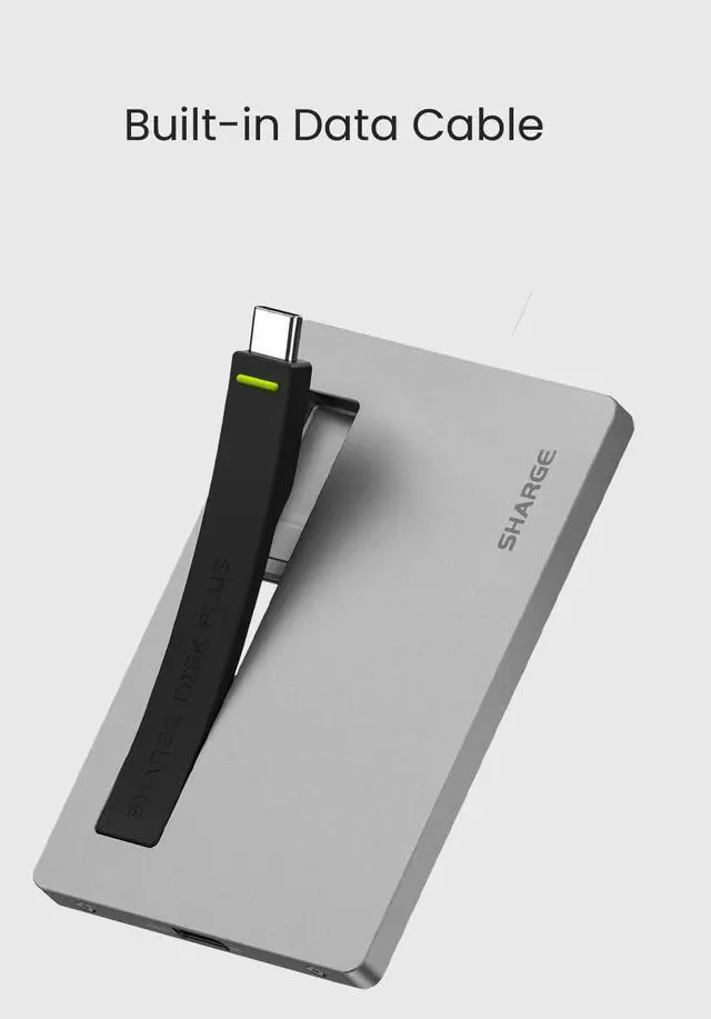 Alt view image 4 of 5 - sharge Disk Plus SSD Enclosure 10Gbps M.2 NVMe USB C 3.2 Gen2, 0.24" Ultra Slim Aluminum Enclosure with Built-in Cable Support 2230/2242/2280 M Key SSDs for MacBook Pro, Steam Deck (SSD not Included)