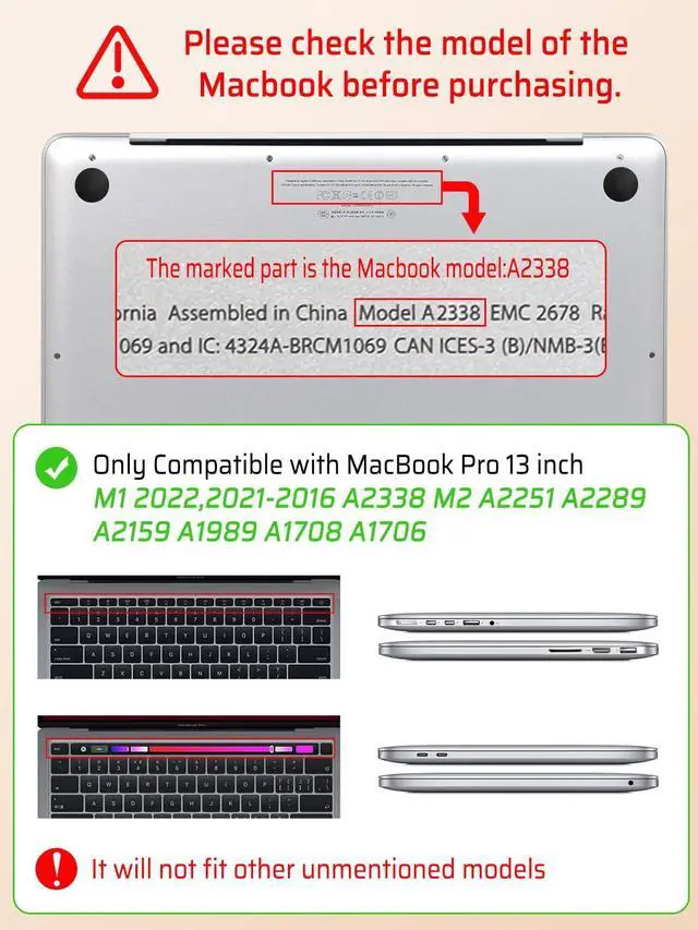 Alt view image 3 of 5 - Seorsok Compatible with MacBook Pro 13 inch Case M2 2023,2022,2021-2016 A2338 M1 A2251 A2289 A2159 A1989 A1708 A1706,Elegant Leather Plastic Hard Case&Transparent Keyboard Cover,Gray Tartan PVC