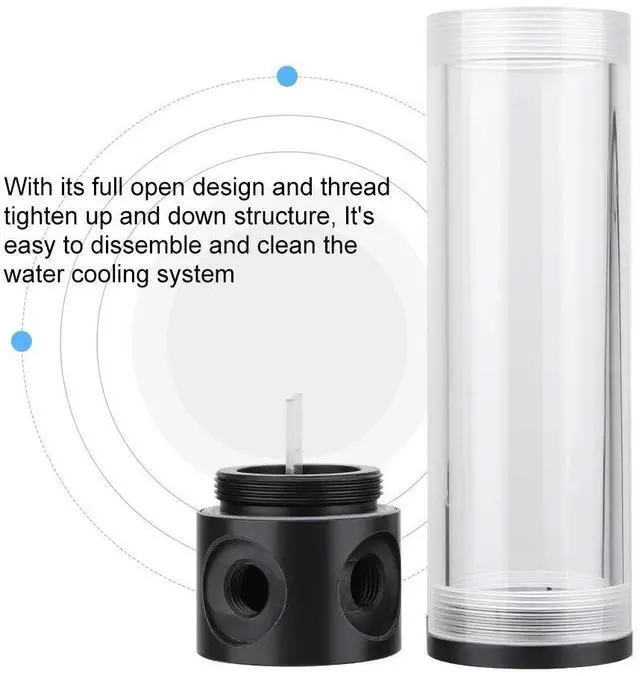 Alt view image 2 of 5 - Water Cooling Reservoir, PC Water Reservoir 190mm*50mm Diameter G1/4'' POM Cylindrical CPU Water Cooler Reservoir System Heat Sink Kit Cooling Acrylic Water Reservoir for PC