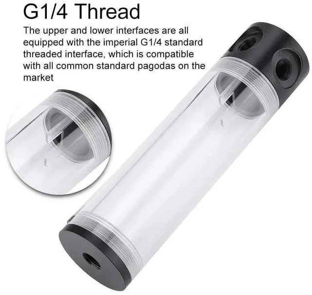 Alt view image 5 of 5 - Water Cooling Reservoir, PC Water Reservoir 190mm*50mm Diameter G1/4'' POM Cylindrical CPU Water Cooler Reservoir System Heat Sink Kit Cooling Acrylic Water Reservoir for PC