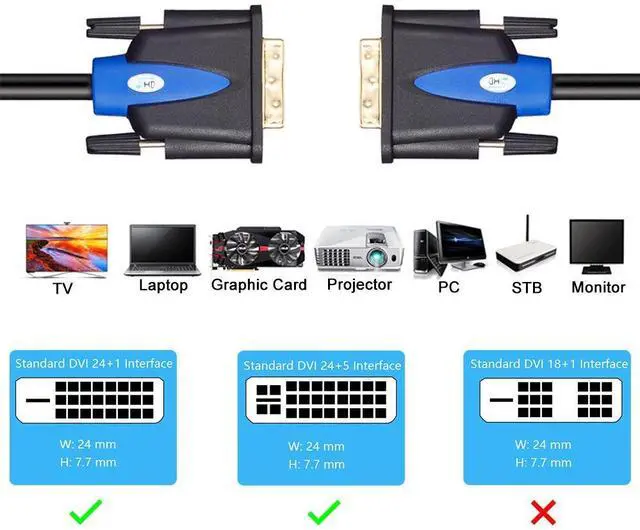 Alt view image 5 of 5 - SHD DVI Cable 50Ft, 24+1 Male to Male Dual Link DVI-D Monitor Cable for PC HDTV Projector, Blue