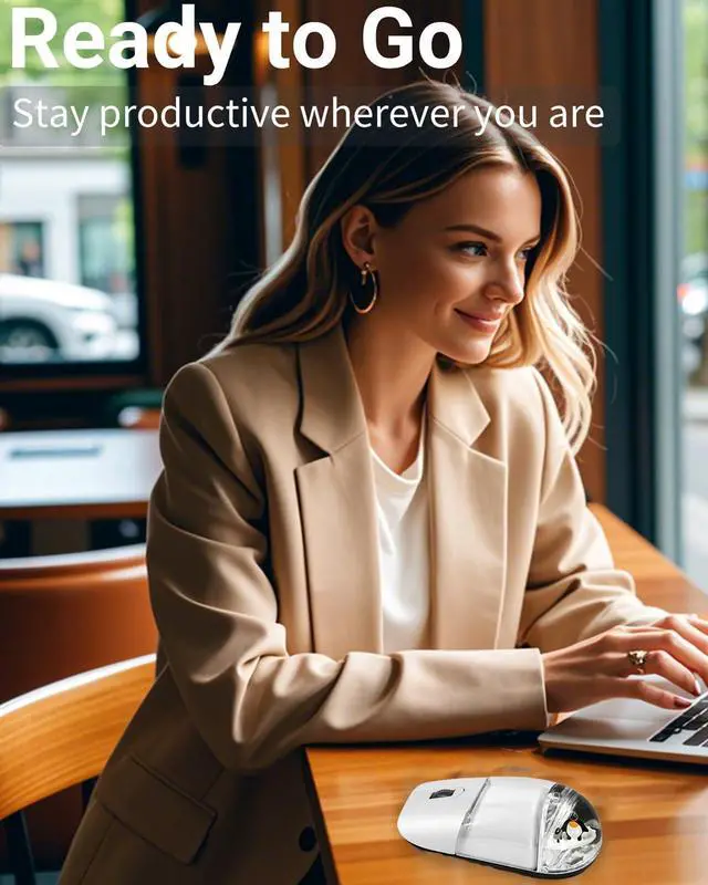 Alt view image 2 of 5 - Wireless Mouse Cute White Aqua Water Mice Aesthetic Clear Silent Optical Portable Lightweight Retro Mice for PC Laptop Computer Macbook Kids Girl Women Gift with Liquid Water Section & Floater Penguin