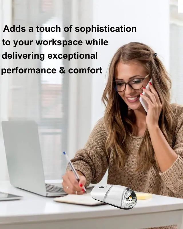 Alt view image 4 of 5 - Wireless Mouse Cute White Aqua Water Mice Aesthetic Clear Silent Optical Portable Lightweight Retro Mice for PC Laptop Computer Macbook Kids Girl Women Gift with Liquid Water Section & Floater Penguin