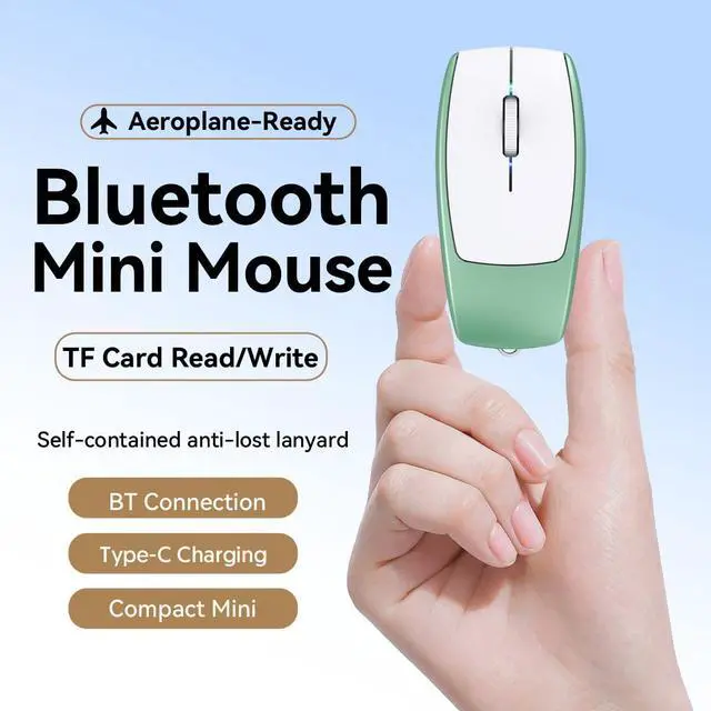 Alt view image 3 of 5 - Wireless Mouse Mini Small Finger Bluetooth Mouse with TF Card Reader,Silent Pocket Portable Handheld Tiny Compact USB Travel Optical Mice for PC Laptop Computer MacBook Tablet Kids Women Men Gift