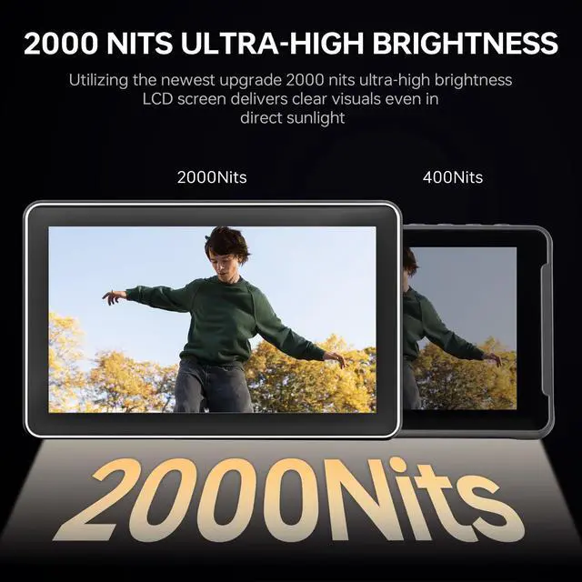 Alt view image 3 of 5 - VILTROX DC-X2 Camera Field Monitor 2000 Nits High Brightness Touchscreen 6 Inch DSLR Monitor with 1920x1080 IPS 4K HDMI Loop in/Out 3D LUTs Waveform Video Peaking Focus Assist Battery&Sunshade Hood