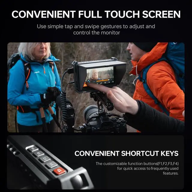 Alt view image 4 of 5 - VILTROX DC-X2 Camera Field Monitor 2000 Nits High Brightness Touchscreen 6 Inch DSLR Monitor with 1920x1080 IPS 4K HDMI Loop in/Out 3D LUTs Waveform Video Peaking Focus Assist Battery&Sunshade Hood
