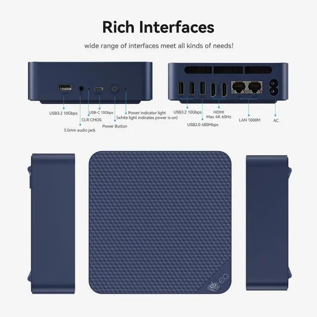 Alt view image 2 of 5 - Beelink EQ14 Mini PC with Processor N150,16G DDR4 1T SSD Mini Desktop Computer, WiFi6, 1000M Dual LAN Ports, BT5.2 Dual HDMI Business Mini Computer